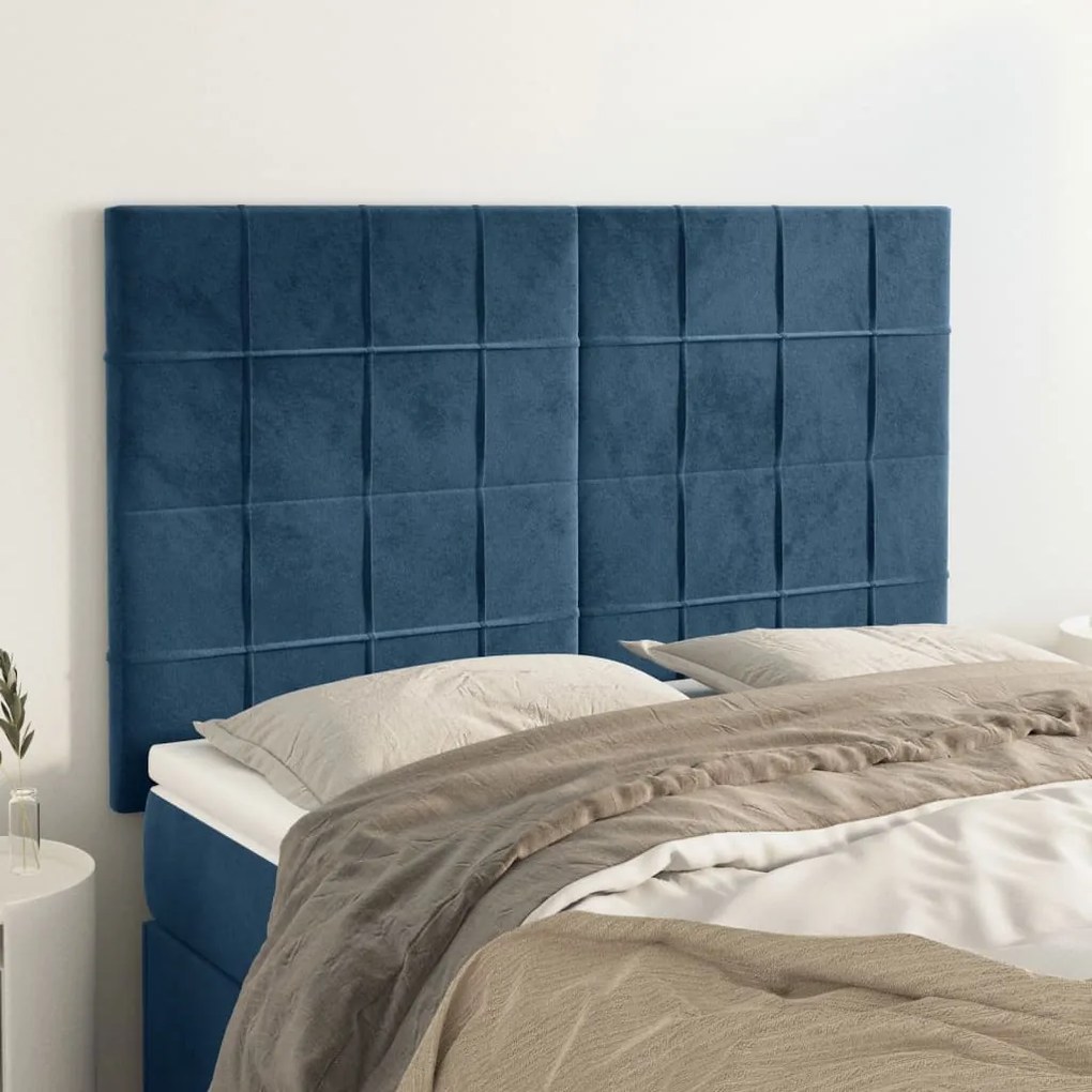 Cabeceira de cama 4 pcs veludo 72x5x78/88 cm azul-escuro