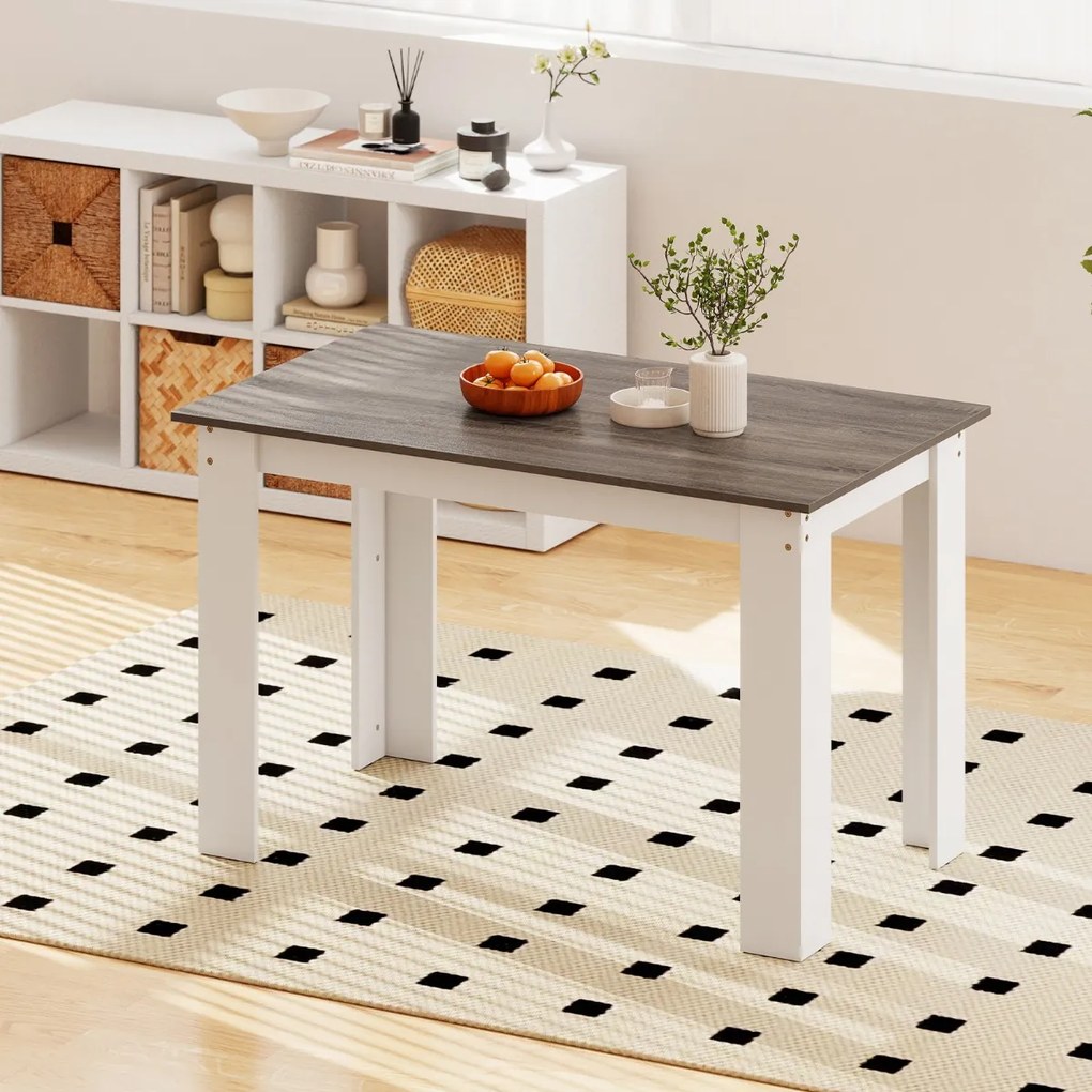 Mesa de jantar em madeira para 4-6 pessoas com pés em L para sala de jantar 120 x 70 x 75 cm Branco/castanho