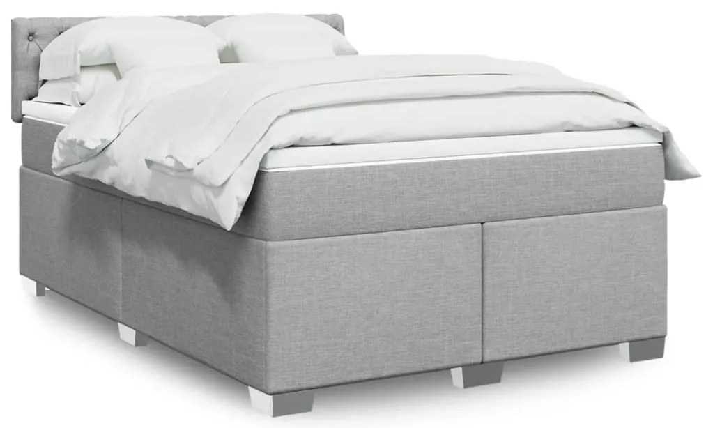 vidaXL Cama com molas/colchão 140x190 cm tecido cinzento-claro