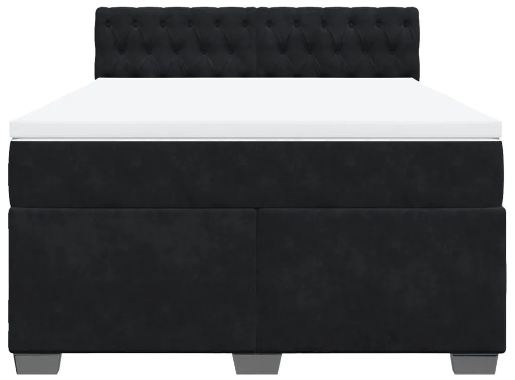 Cama com molas/colchão 140x200 cm veludo preto