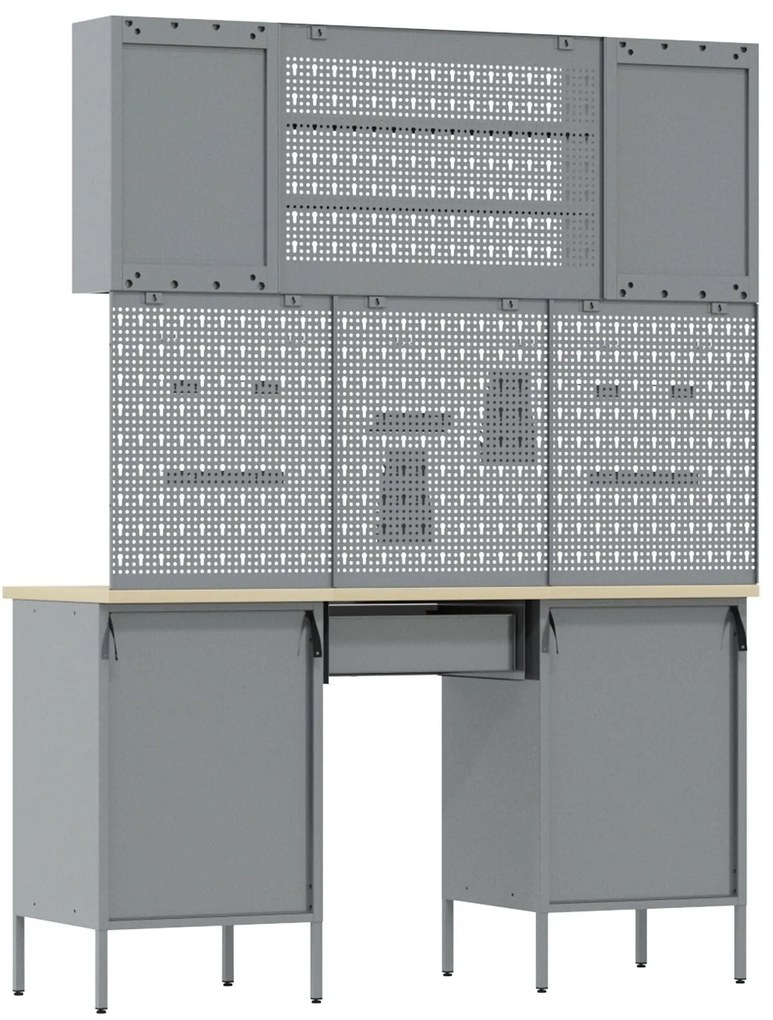 Conjunto de Armário e Painel de Ferramentas de 7 Peças vidaXL Preto em
