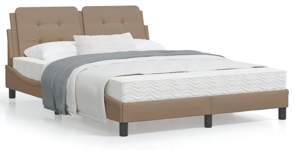 Estrutura cama c/ luzes LED 120x200 couro artificial cappuccino