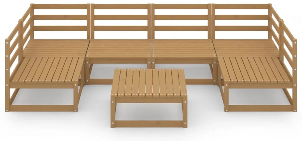7 pcs conjunto lounge de jardim pinho maciço
