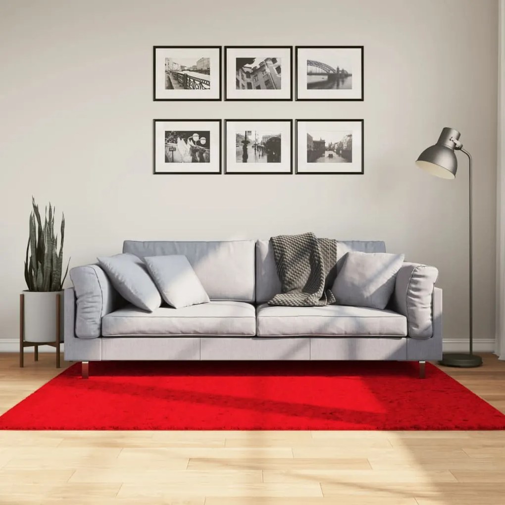 vidaXL Tapete pelo curto macio e lavável HUARTE 120x170 cm vermelho