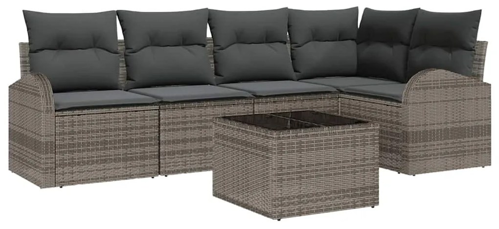 Conjunto de Sofá de Jardim de 5 Peças com Almofadas Preto Rattan Sinté