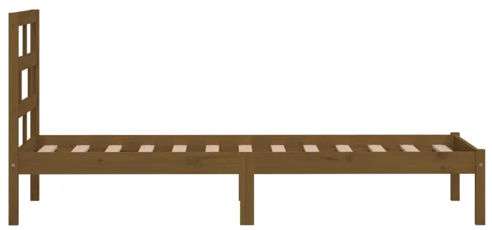 Estrutura de cama 100x200 cm madeira pinho maciço castanho mel