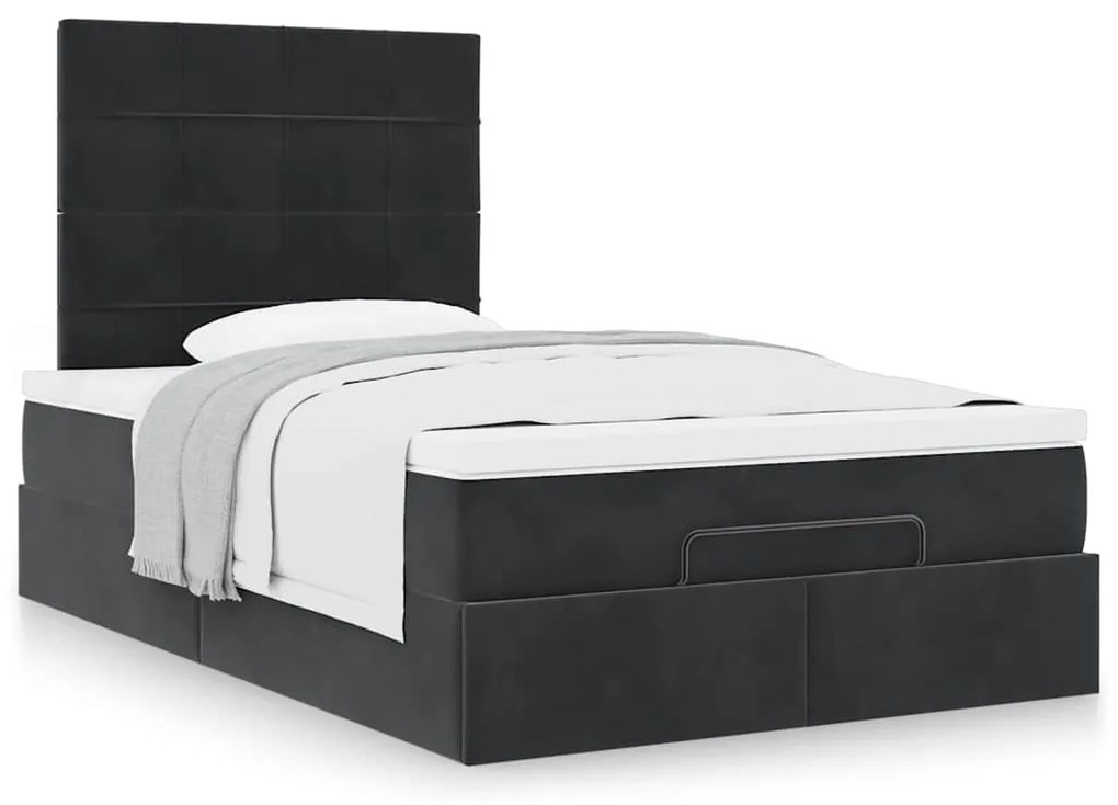 Estrutura de cama otomana com colchões 120x200 cm veludo preto