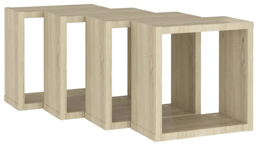 Prateleiras de parede em forma de cubo 4 pcs 30x15x30cm sonoma