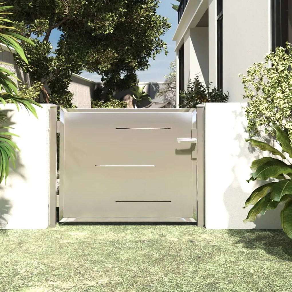 vidaXL Portão de jardim 100x70 cm Aço inoxidável