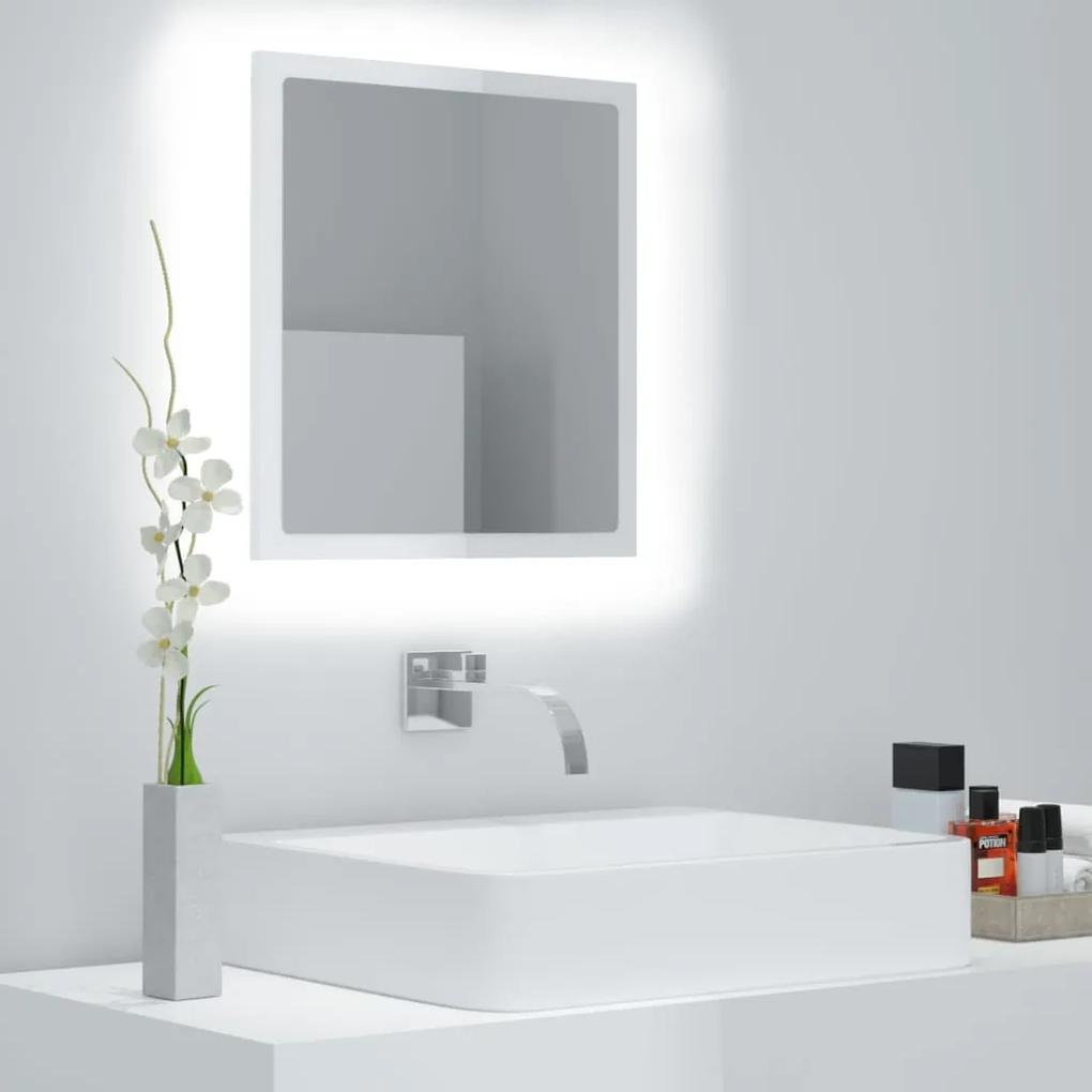 804913 vidaXL Espelho casa de banho LED 40x8,5x37cm contrap. branco brilhante