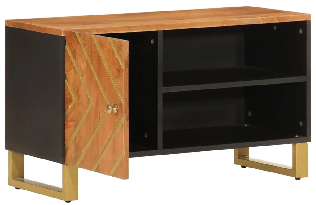 Móvel de TV 80x31,5x46 cm mangueira maciça castanho e preto