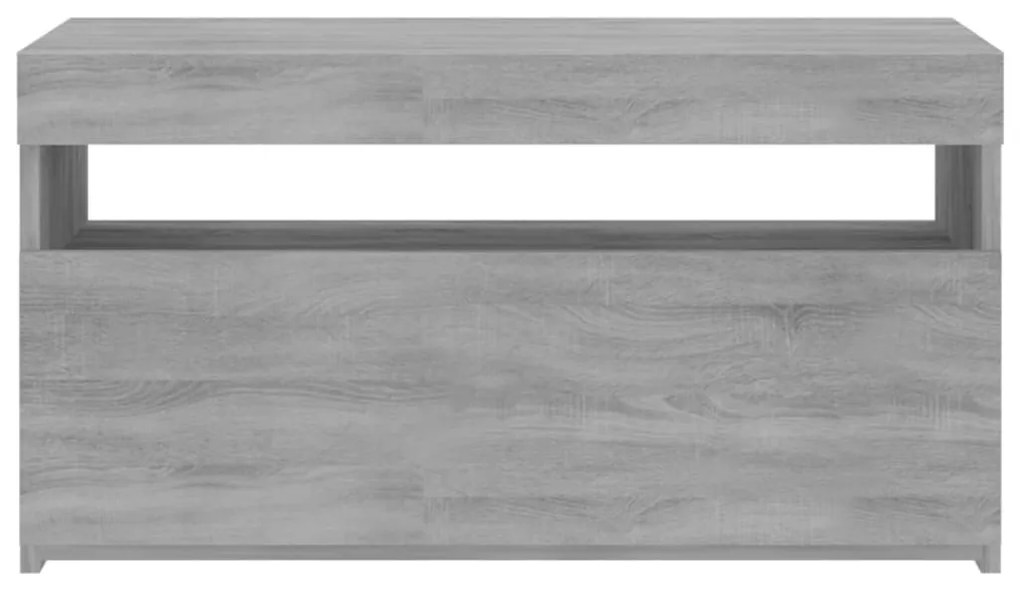 Móvel de TV com luzes LED 75x35x40 cm cinzento sonoma
