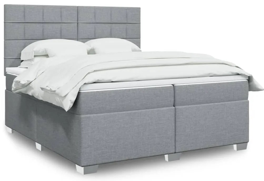 vidaXL Cama com molas/colchão 200x200 cm tecido cinza-claro