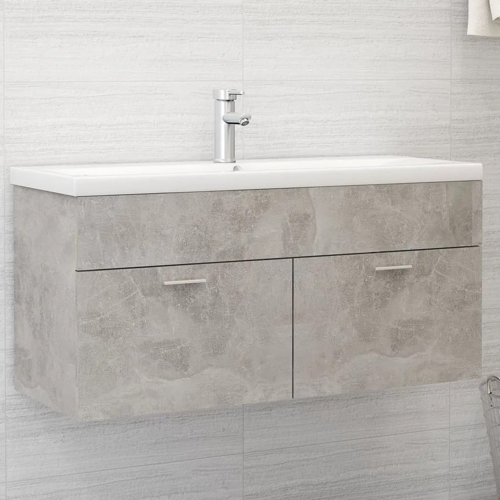 804678 vidaXL Armário lavatório 100x38,5x46 cm contraplacado cinzento cimento