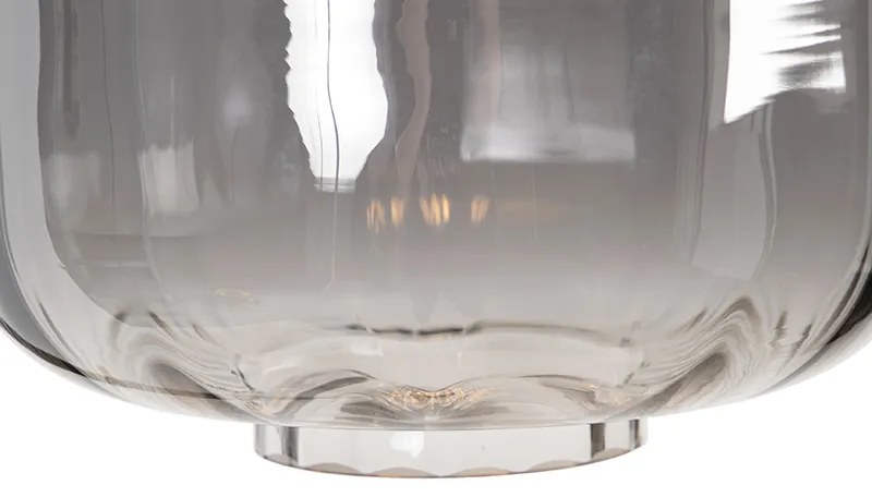 Candeeiro de pé design preto com vidro fumê - Qara Down