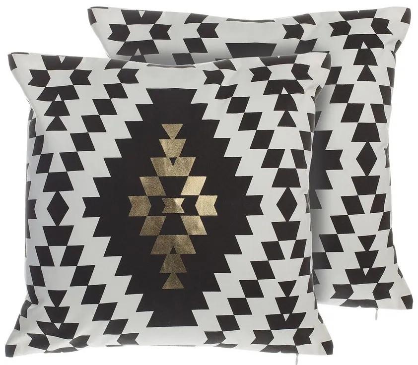 Conjunto de 2 almofadas decorativas em algodão preto e branco 45 x 45 cm COLEUS Beliani