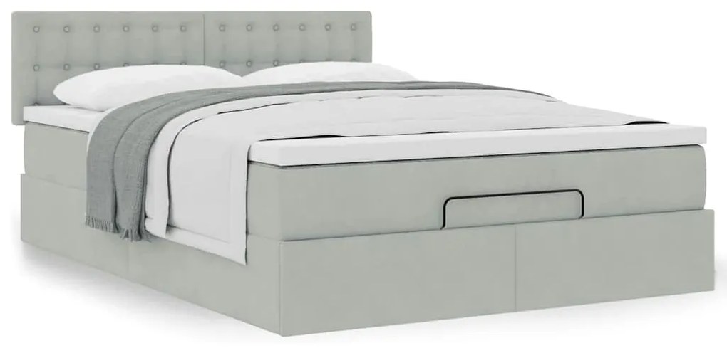 Estrutura de cama otomana com colchão 140x200 cm cinzento claro