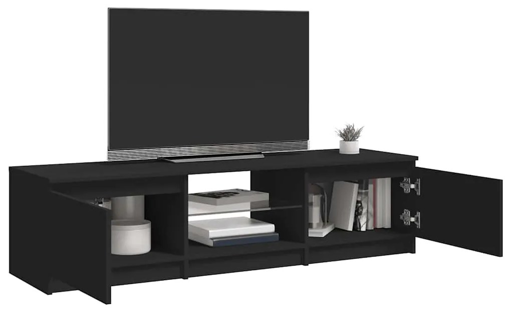 Móvel de TV com luzes LED 140x40x35,5 cm preto