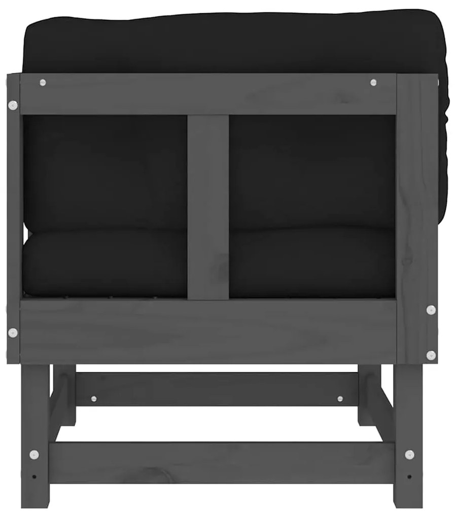 Sofás de canto com almofadões 2 pcs pinho maciço cinzento