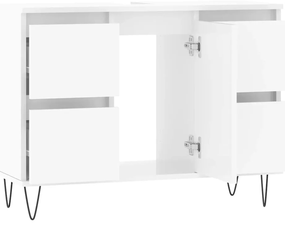 Armário WC 80x33x60 cm derivados de madeira branco brilhante