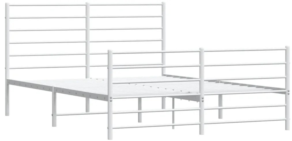Estrutura de cama com cabeceira e pés 140x200 cm metal branco