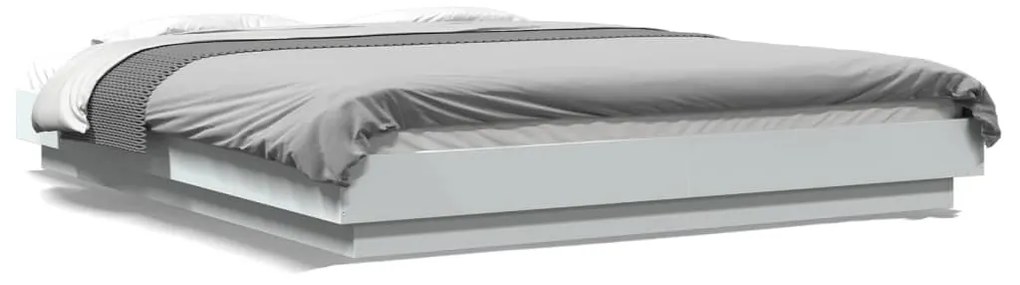 Estrutura cama c/ luzes LED 150x200 cm derivados madeira branco