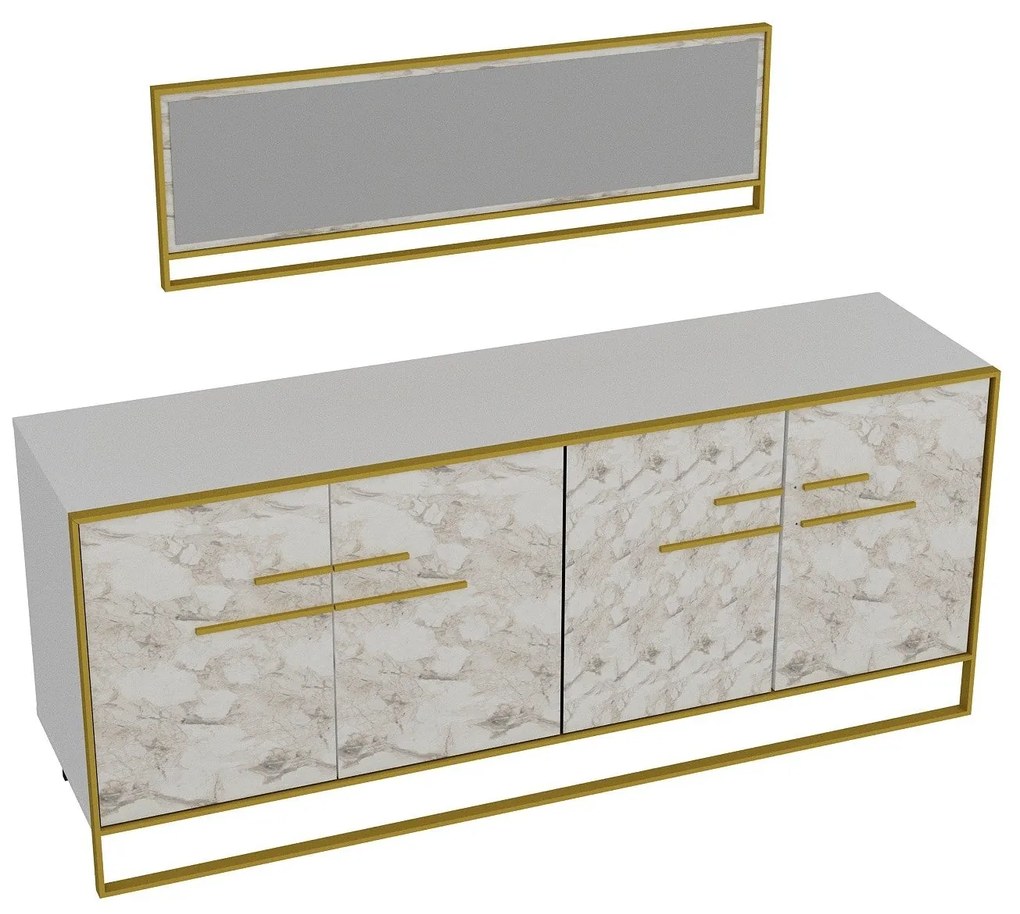 Console Polka – Dourado/Branco – 179,9 cm x 75 cm x 47,3 cm