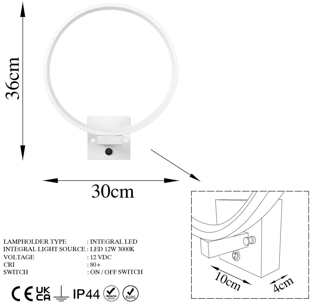 Aplique de Parede Halka – Branco – 30 cm x 36 cm x 9 cm
