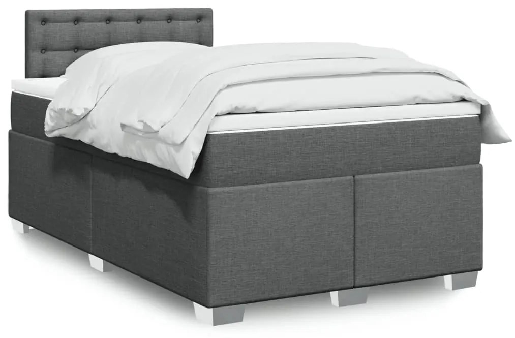 Cama boxspring com colchão 120x190 cm tecido cinzento-escuro