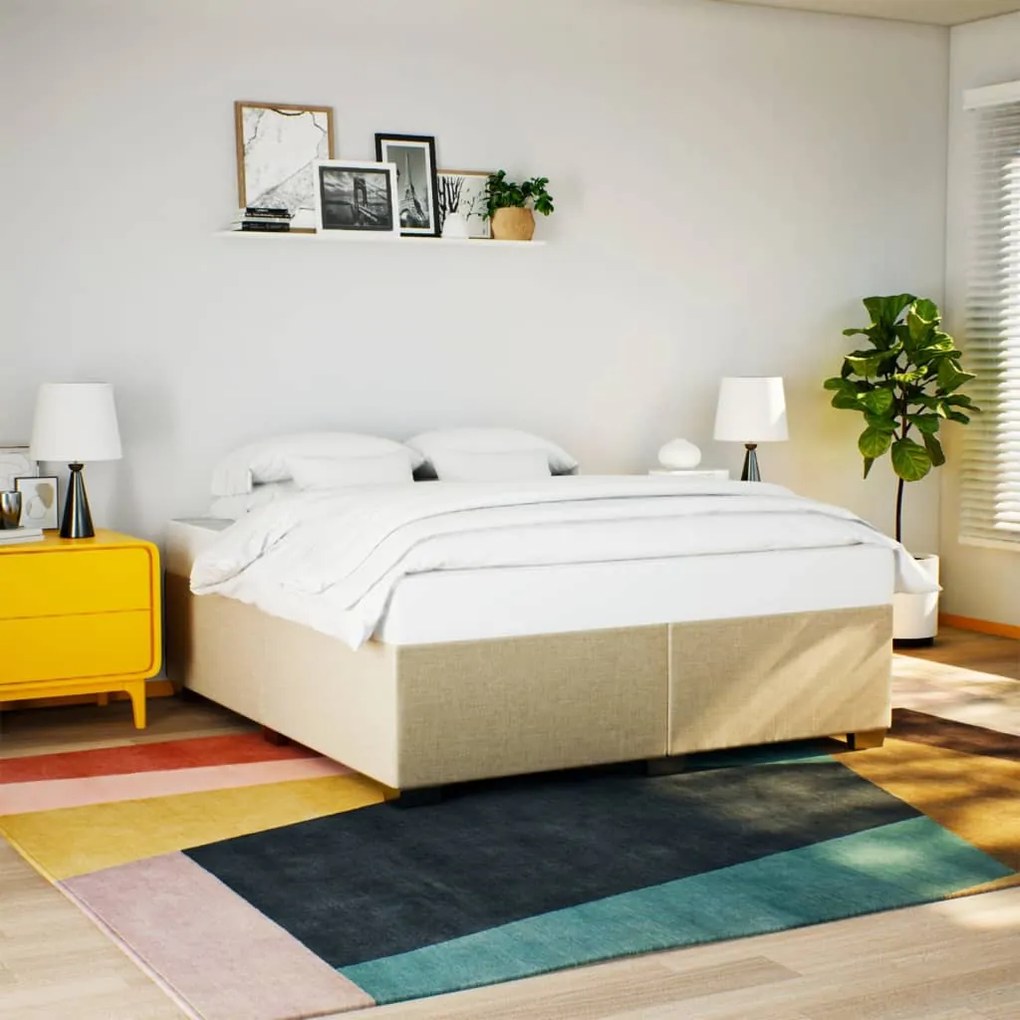 Cama com molas/colchão 180x200 cm tecido cor creme