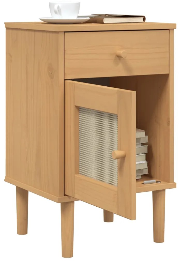 Mesa de cabeceira SENJA 40x35x65 cm pinho maciço castanho