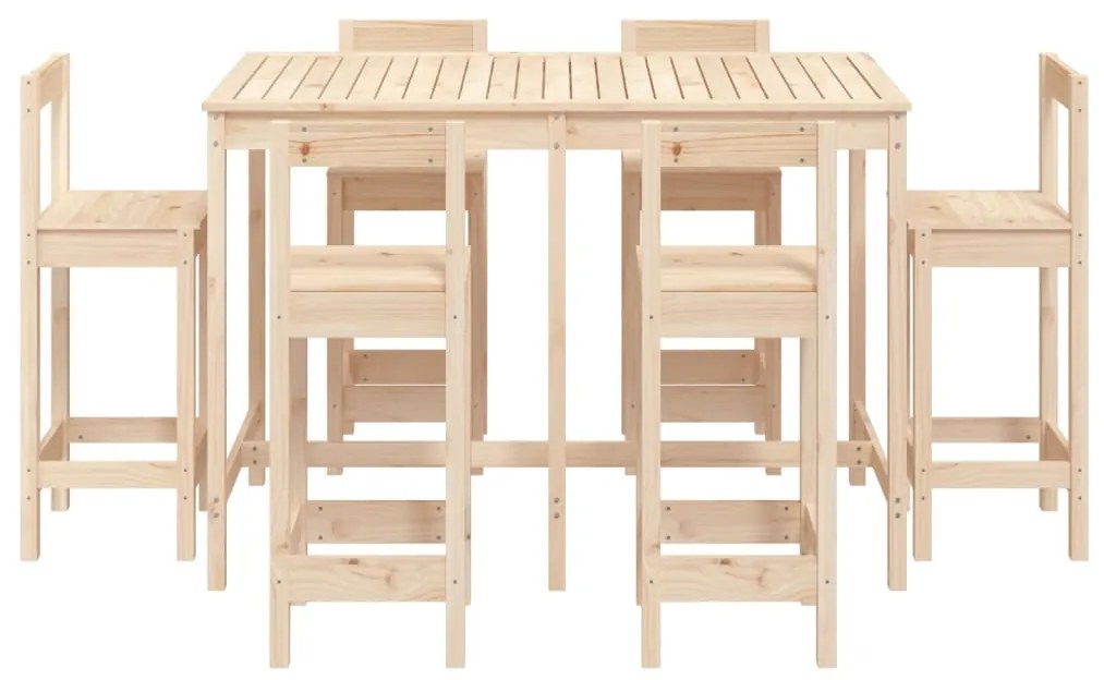 7 pcs conjunto de bar para jardim pinho maciço