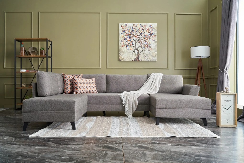 Sofá-Cama de Canto Eris – Castanho – 300 x 78 x 202 cm