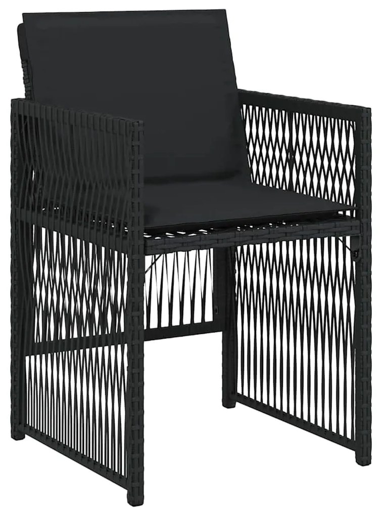 Conjunto de Jantar de Jardim de 5 Peças com Almofadas Pretas e Rattan