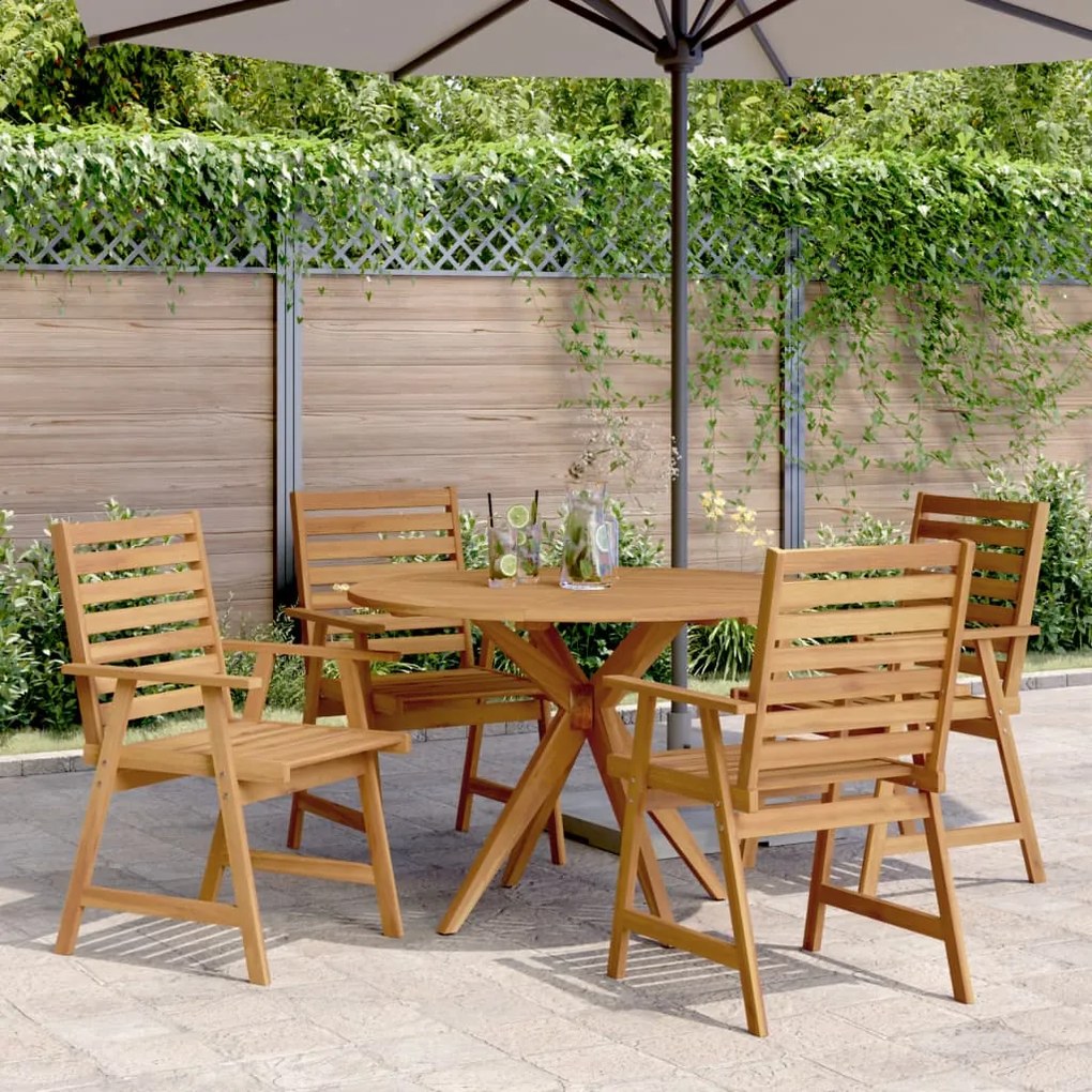 vidaXL Conjunto de jantar p/ jardim 5 pcs madeira de acácia maciça
