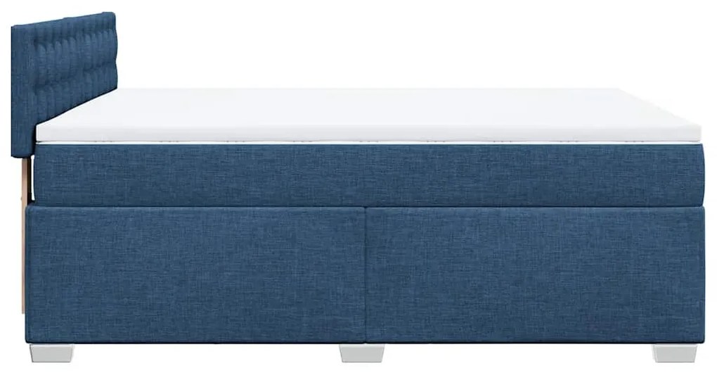 Cama com molas/colchão 140x190 cm tecido azul