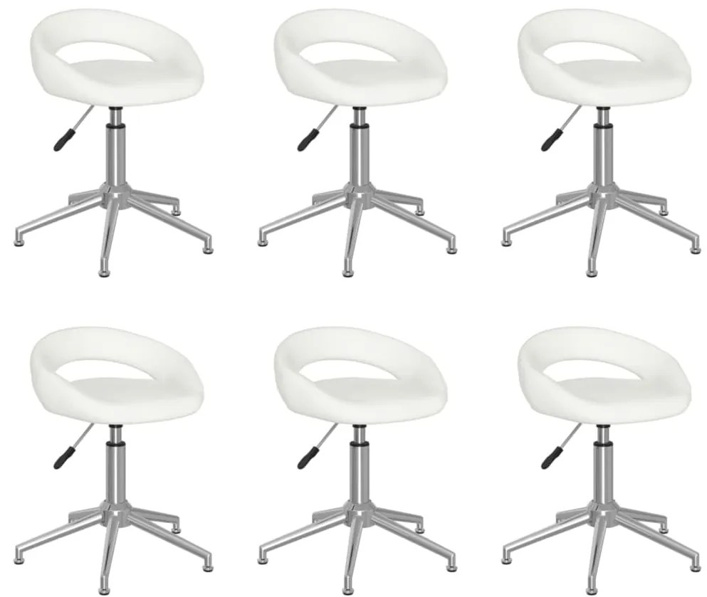 vidaXL Cadeiras de jantar giratórias 6 pcs couro artificial branco