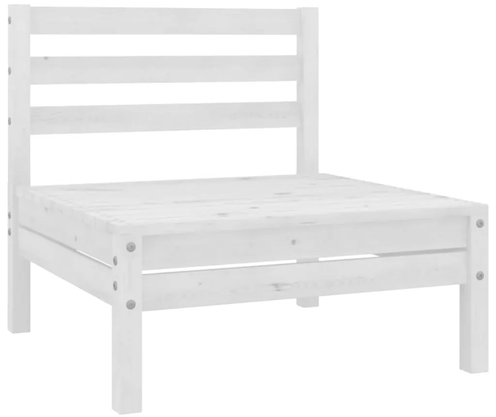 7 pcs conjunto lounge de jardim pinho maciço branco