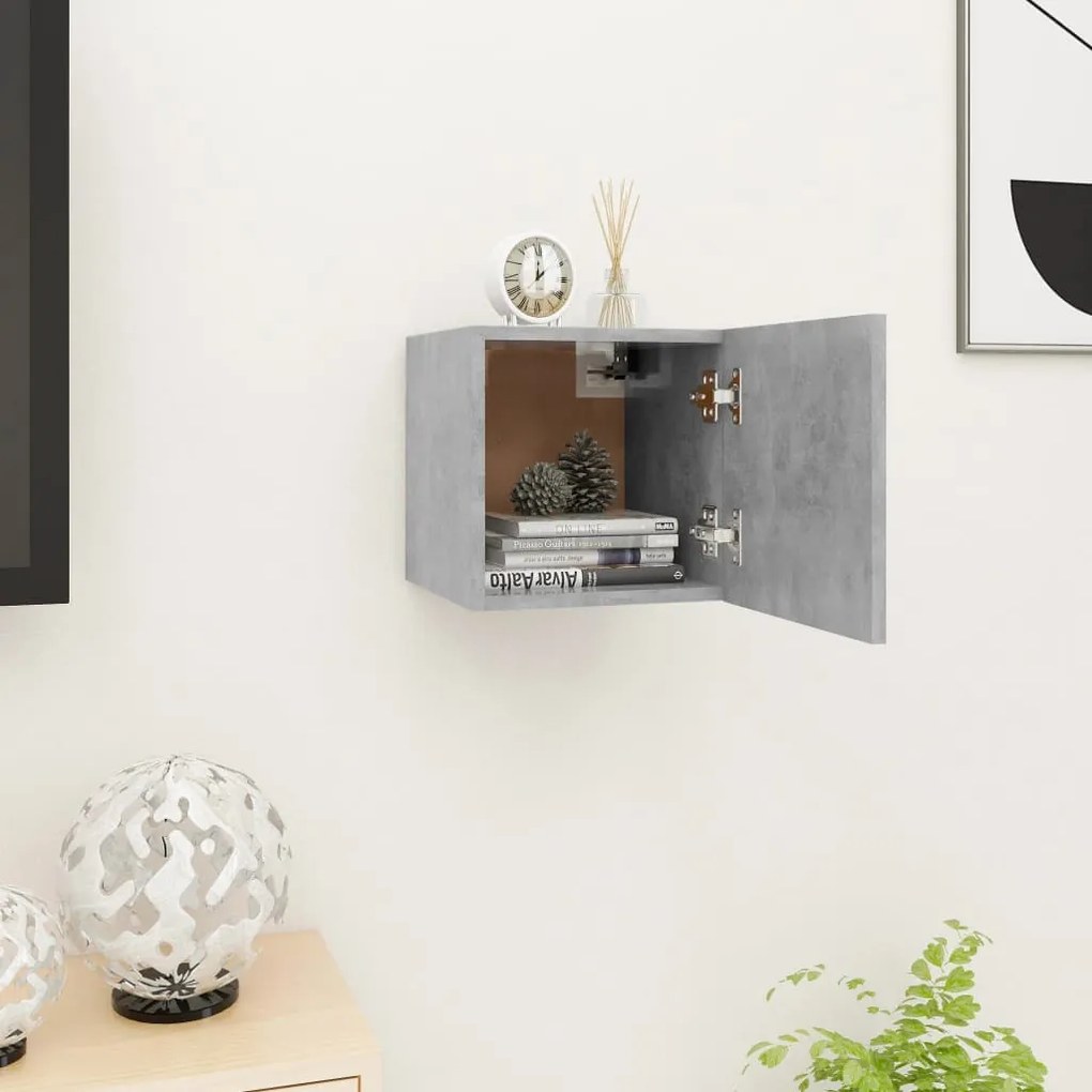 vidaXL Móvel de TV de parede 30,5x30x30 cm cinzento cimento