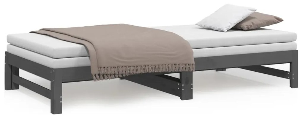 Sofá-cama de puxar 2x(90x200) cm pinho maciço cinza