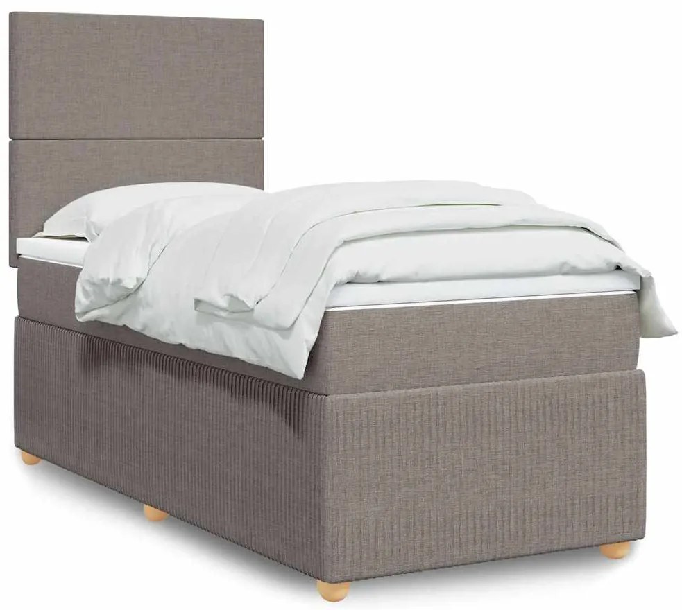 Cama com molas/colchão 90x200 cm tecido castanho-acinzentado