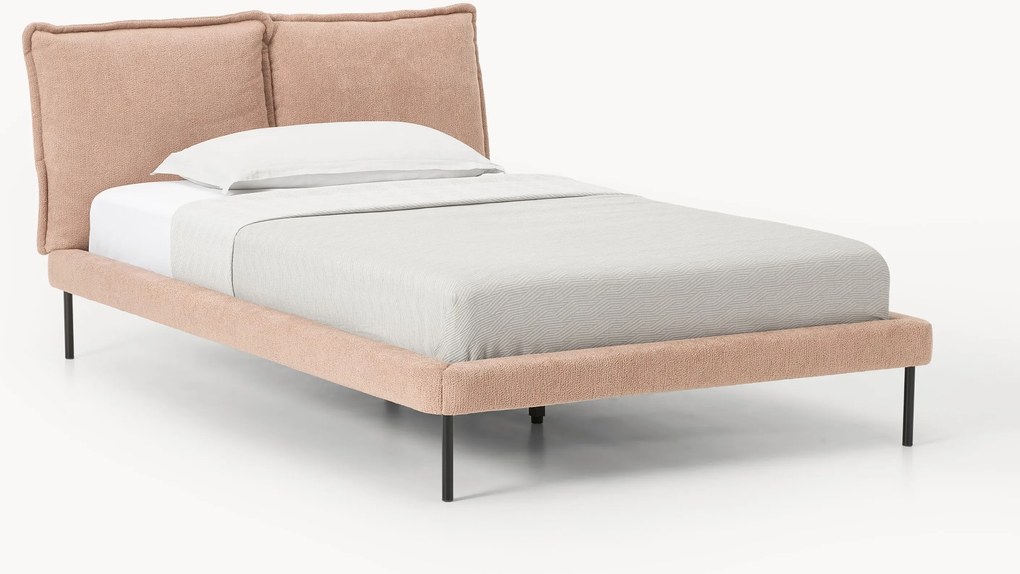 Cama de solteiro estofada em teddy-bouclé Amelia