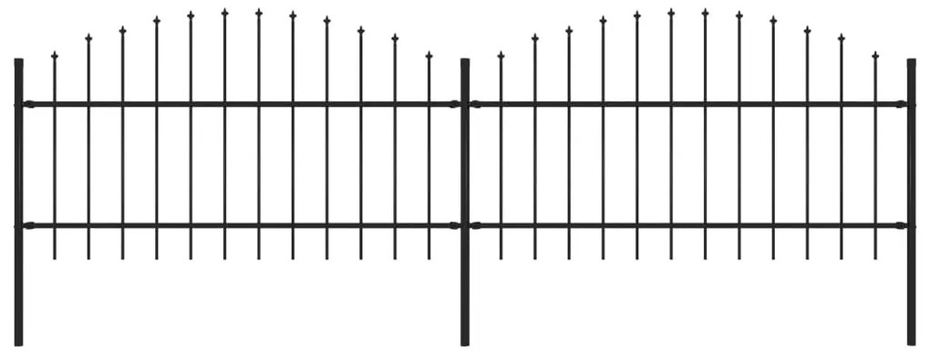 vidaXL Cerca de jardim com topo em forma de lança em aço 359x125 cm, preta
