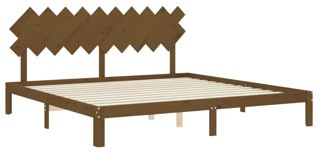 Estrutura cama c/ cabeceira 200x200cm maciço castanho-mel