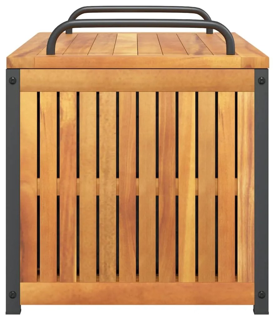 Caixa p/ almofadões de exterior 85x45x45/53cm acácia maciça/aço