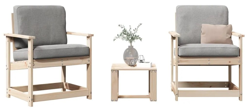 vidaXL 3 pcs conjunto lounge de jardim madeira de pinho maciça