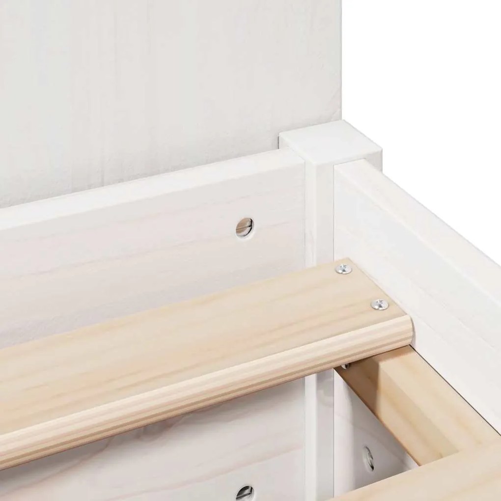 Cama com estante sem colchão 90x200 cm pinho maciço branco