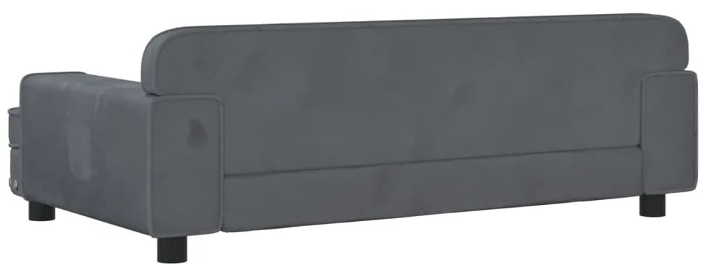 Sofá infantil 90x53x30 cm veludo cinzento-escuro