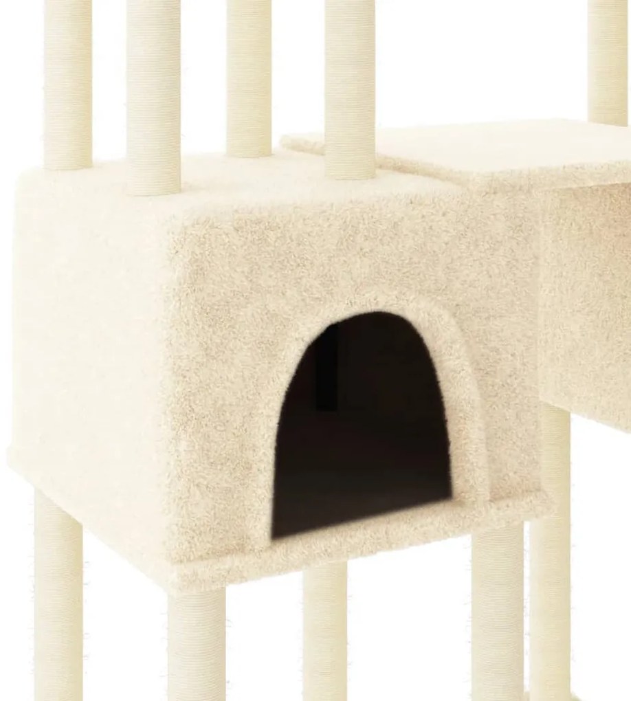 Árvore para gatos c/ postes arranhadores sisal 199 cm cor creme