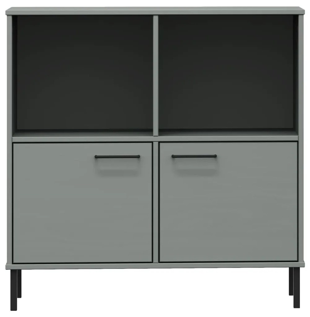 Estante c/ pernas metal 90x35x90,5 cm madeira maciça OSLO cinza